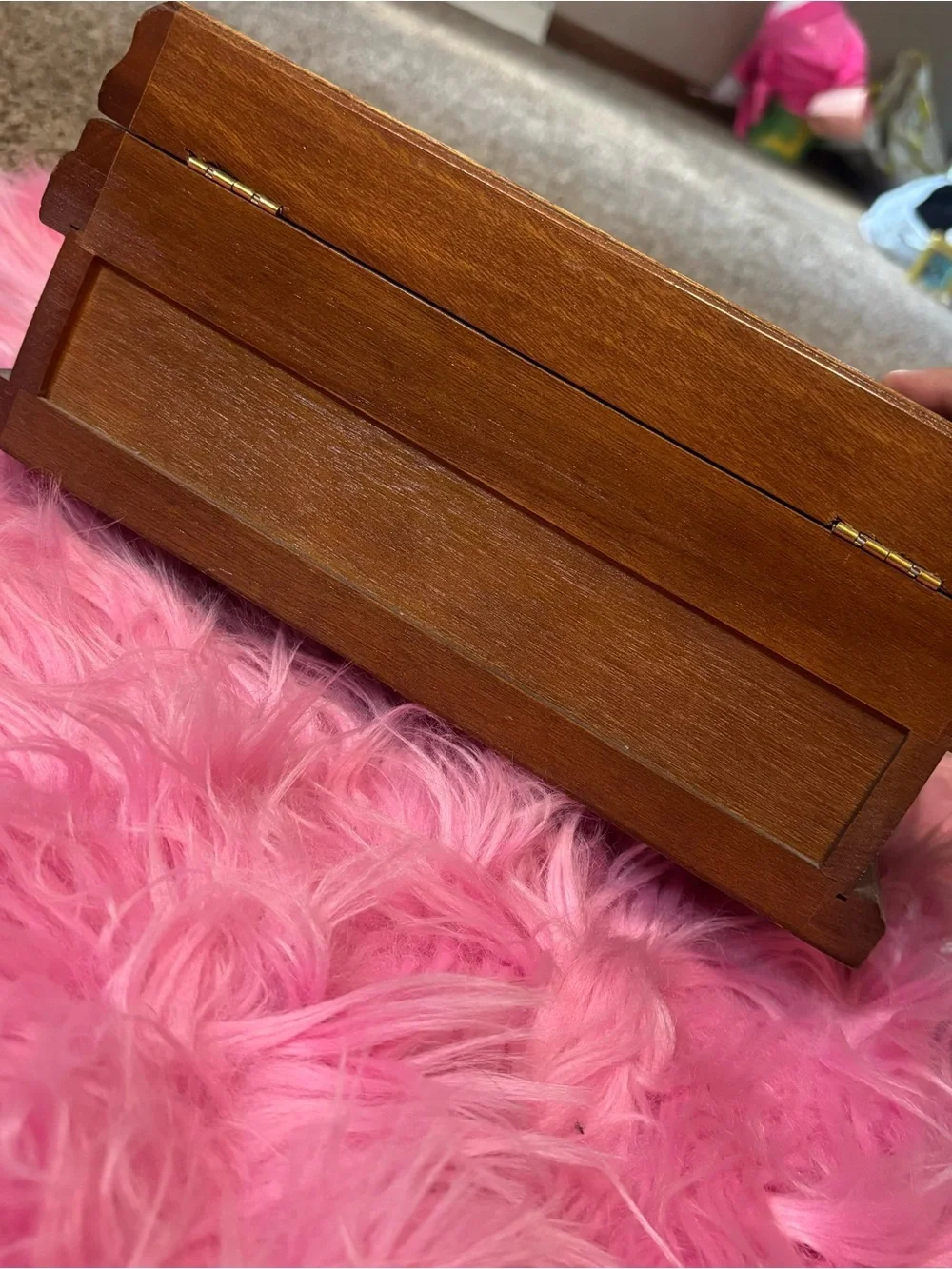 Vintage Powell Burl Wood Jewelry Box Mirror Drawer Necklace Hooks Taiwan